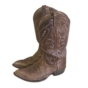 Tony Lama Vintage Cowboy Boots Men Brown Leather Size 9 D